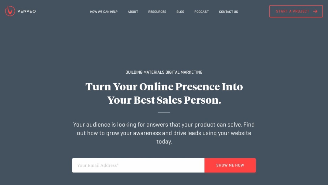 Screenshot of Venveo's Website