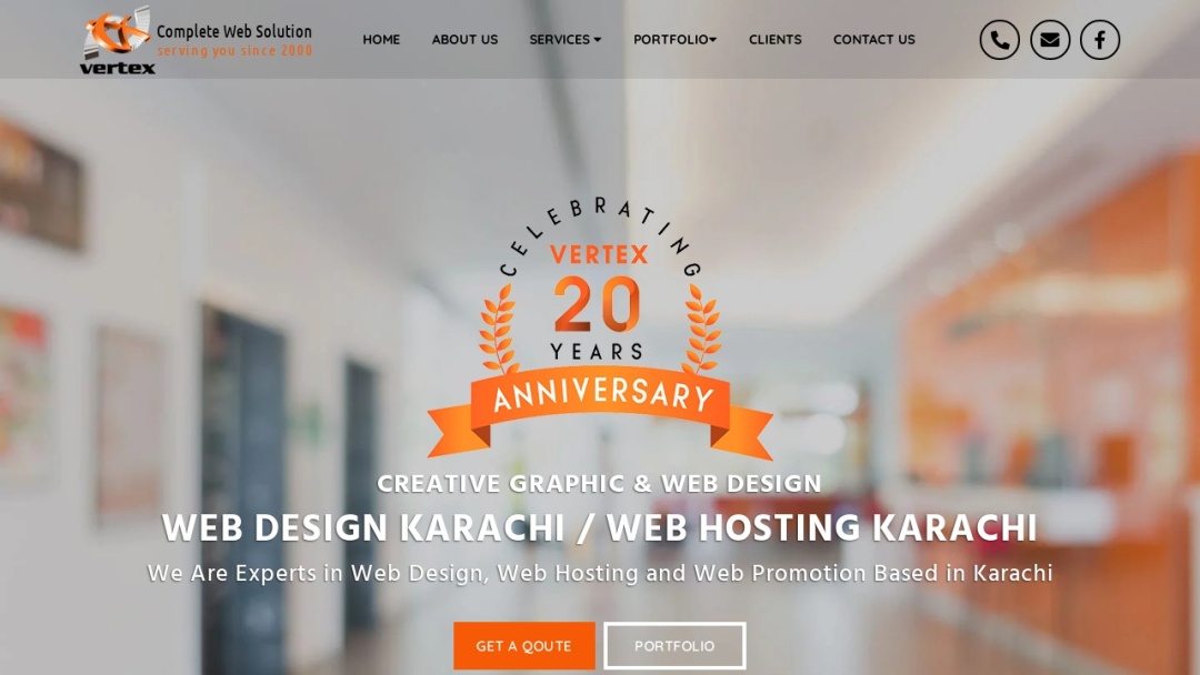 Screenshot of Vertex Web Solutions's Website