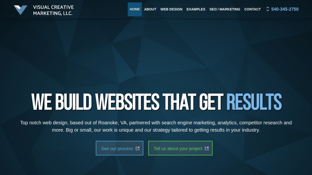 Screenshot of Visual Creative Marketing, LLC's Website