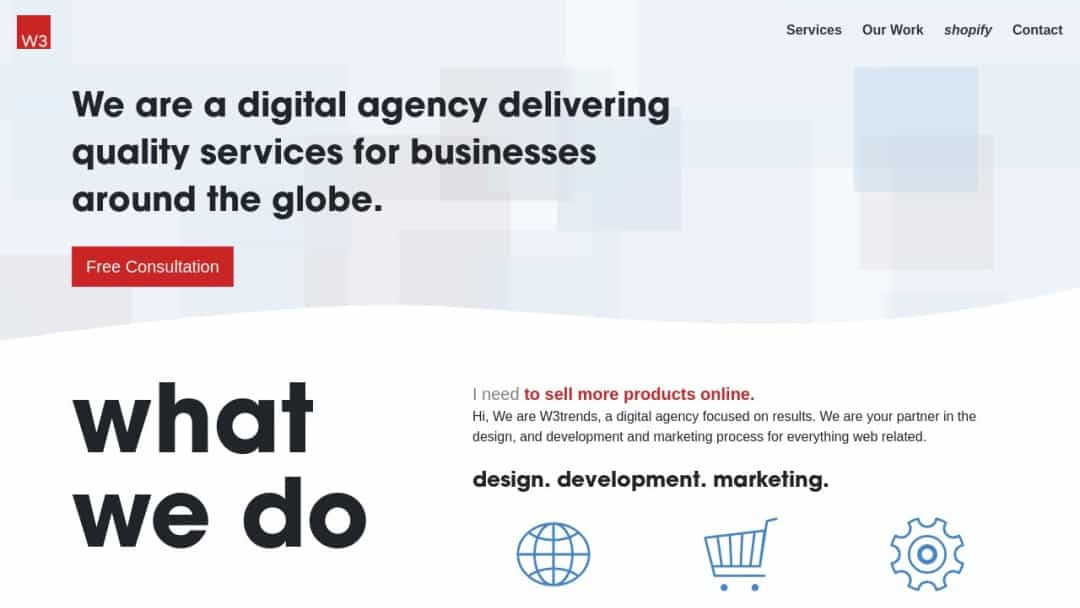 Screenshot of W3trends's Website