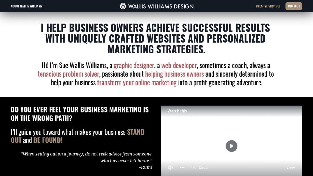 Screenshot of Wallis Williams Design Studio's Website