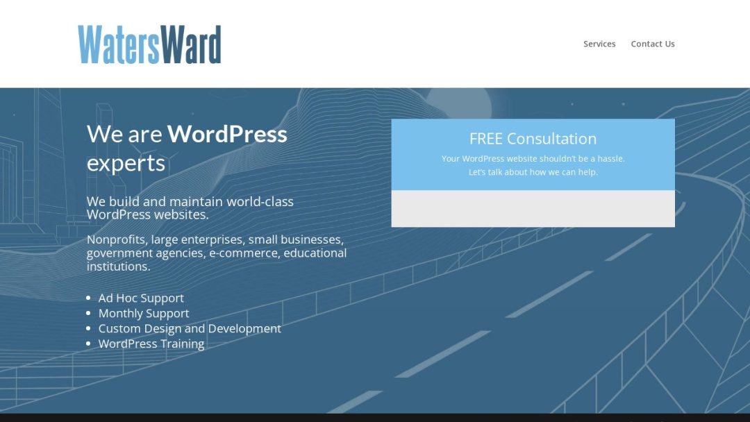 Screenshot of WatersWard's Website