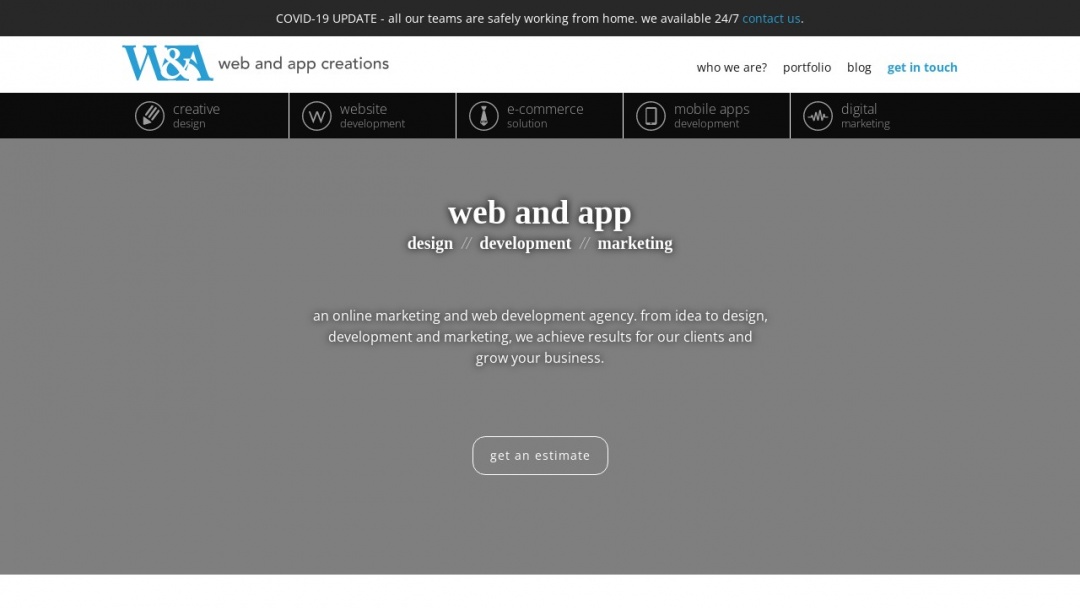 Screenshot of Web And App Creations's Website