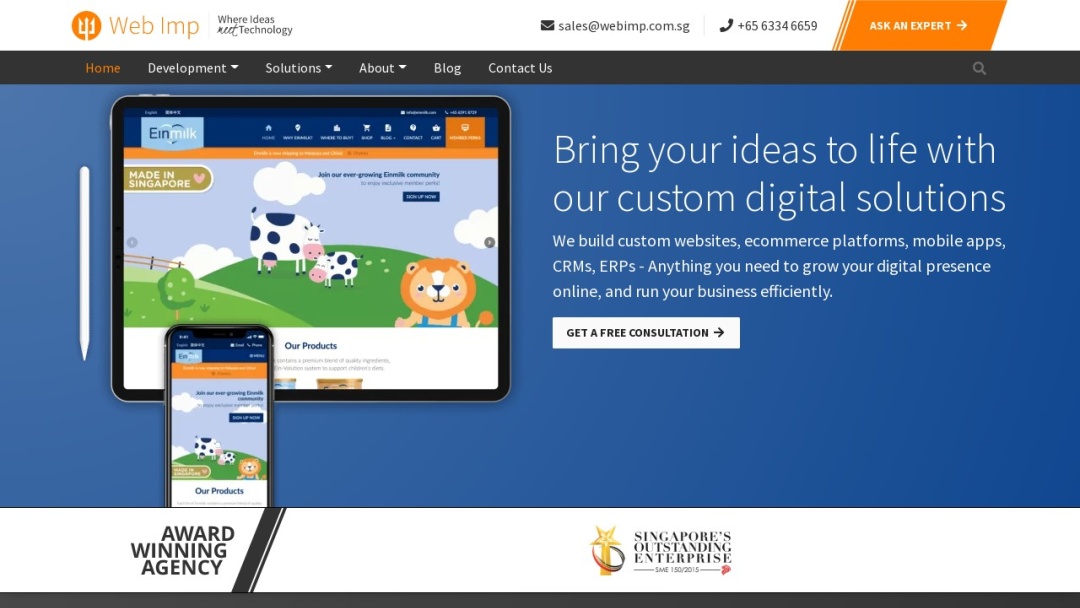 Screenshot of Web Imp's Website