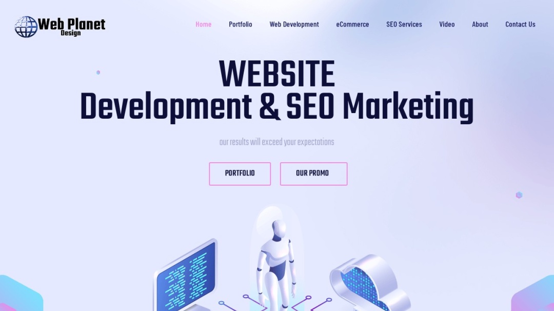 Screenshot of Web Planet Design's Website