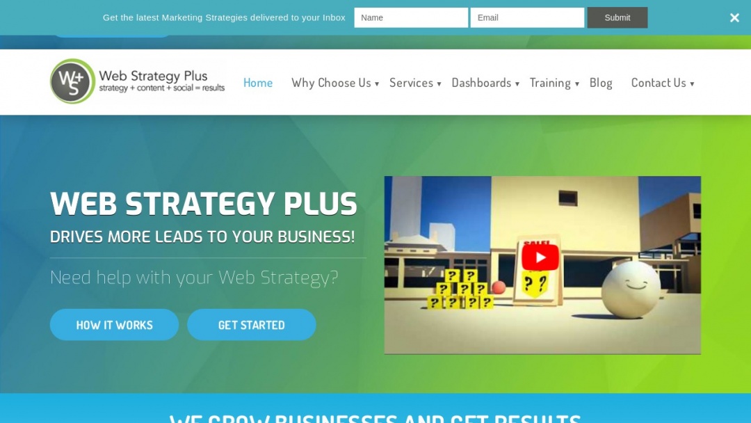 Screenshot of Web Strategy Plus's Website