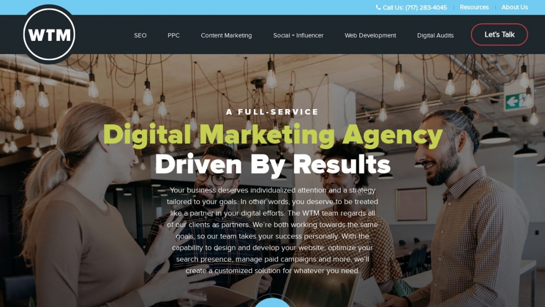 Screenshot of Web Talent Marketing's Website