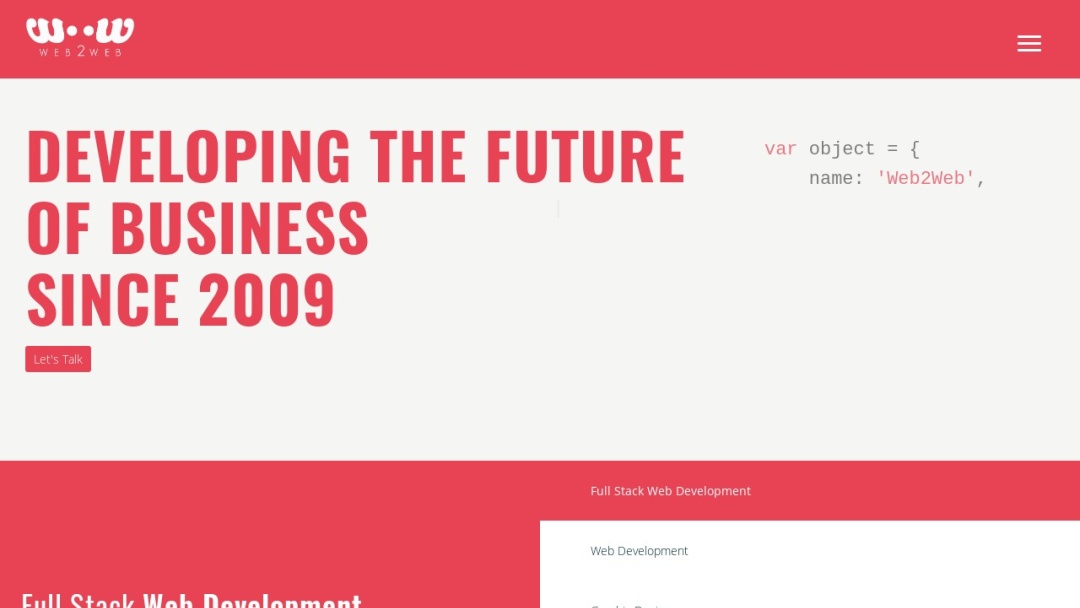 Screenshot of Web2Web's Website