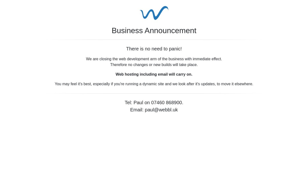 Screenshot of Webbl's Website