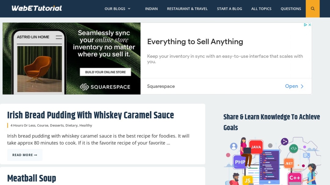 Screenshot of Webetutorial's Website