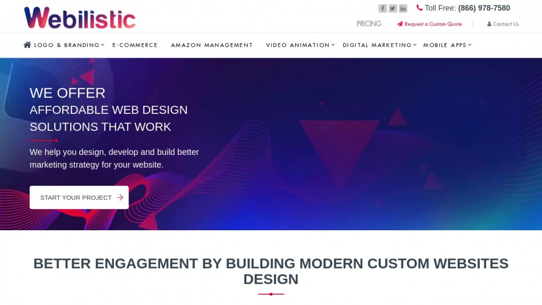 Screenshot of Webilistic's Website