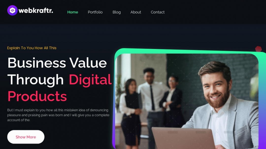 Screenshot of Webkraftr's Website