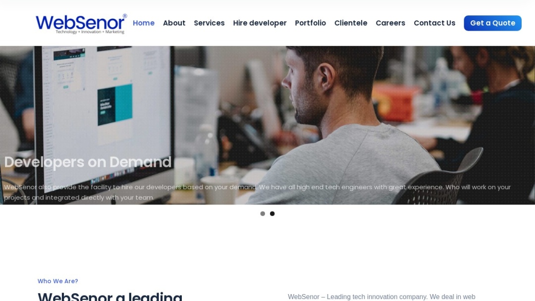 Screenshot of WebSenor InfoTech's Website