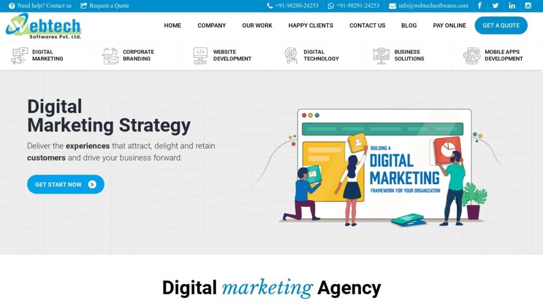 Screenshot of Webtech Softwares Pvt. Ltd.'s Website