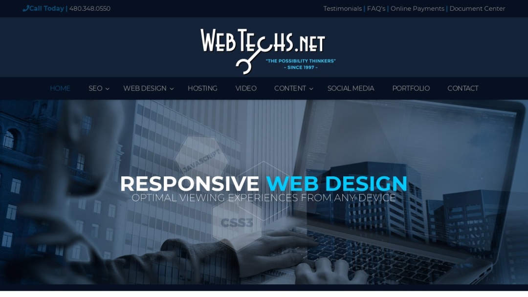 Screenshot of WebTechs.Net's Website