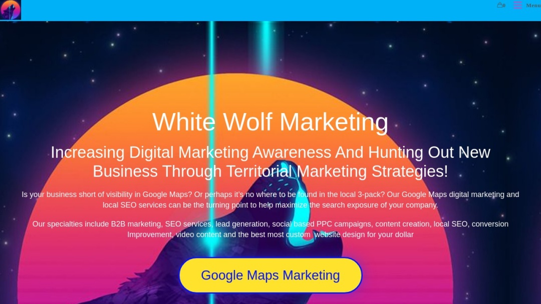Screenshot of White Wolf Marketing's Website