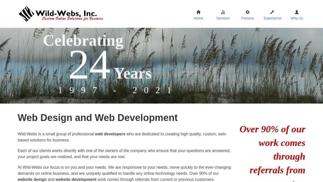Screenshot of Wild-Webs Website Design's Website