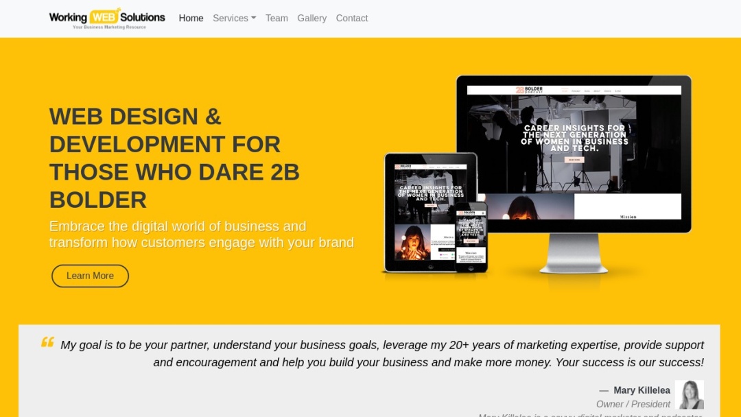 Screenshot of Working Web Solutions's Website