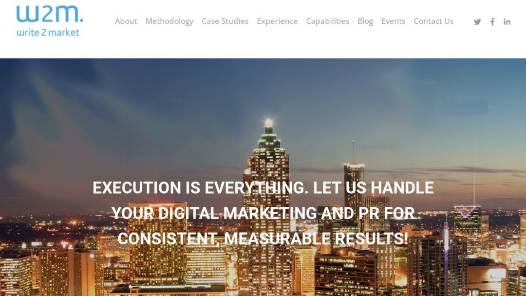 Screenshot of Write2market, Inc.'s Website