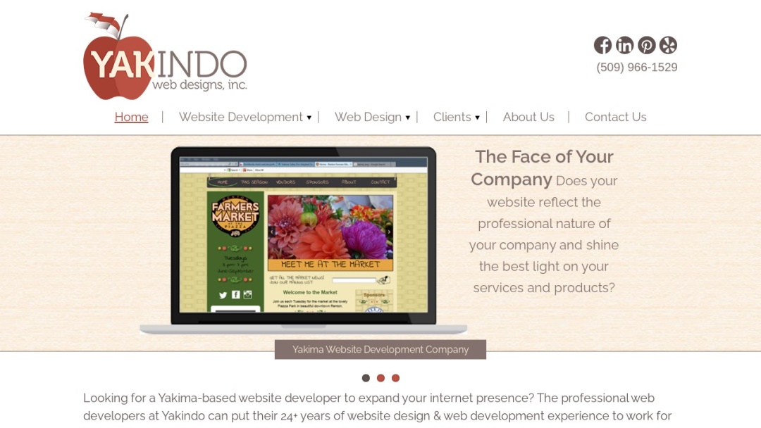 Screenshot of Yakindo Web Designs, Inc.'s Website