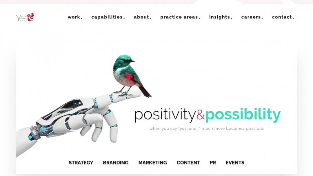 Screenshot of Yes& Marketing Agency's Website