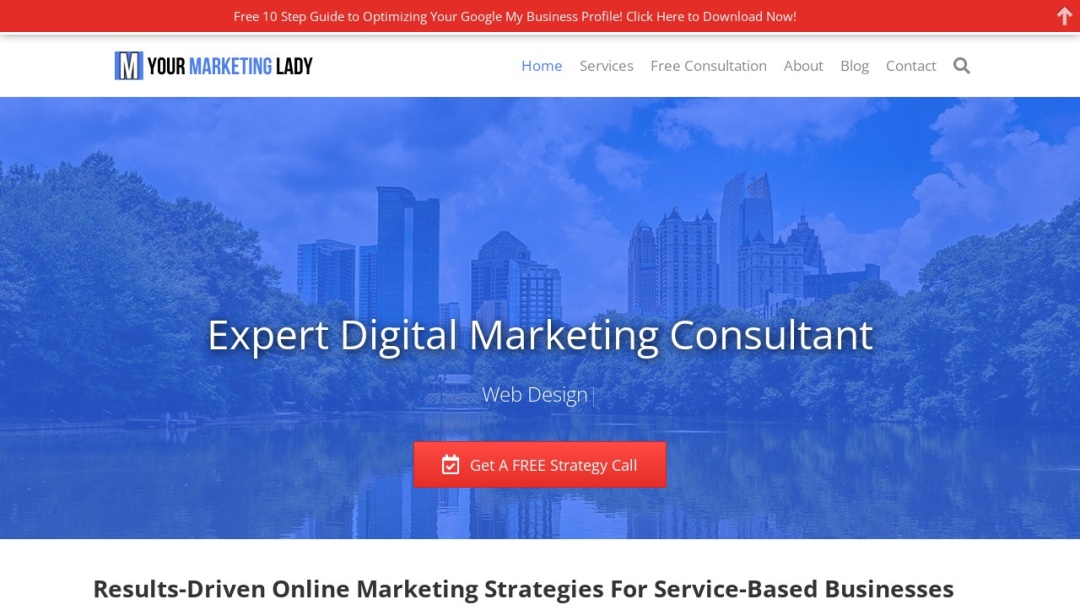 Screenshot of Your Marketing Lady's Website