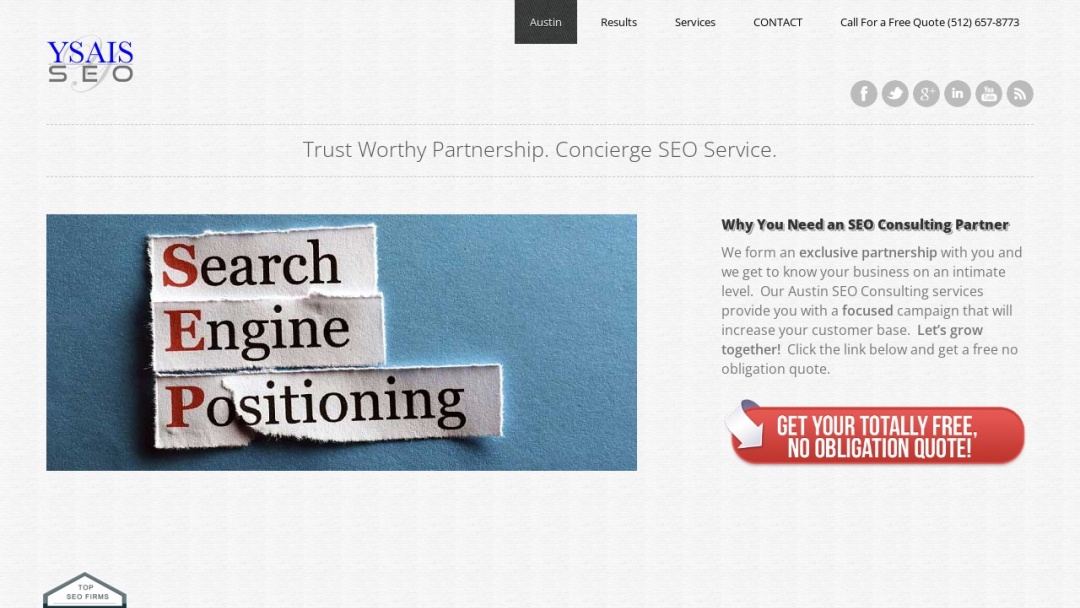 Screenshot of Ysais SEO's Website