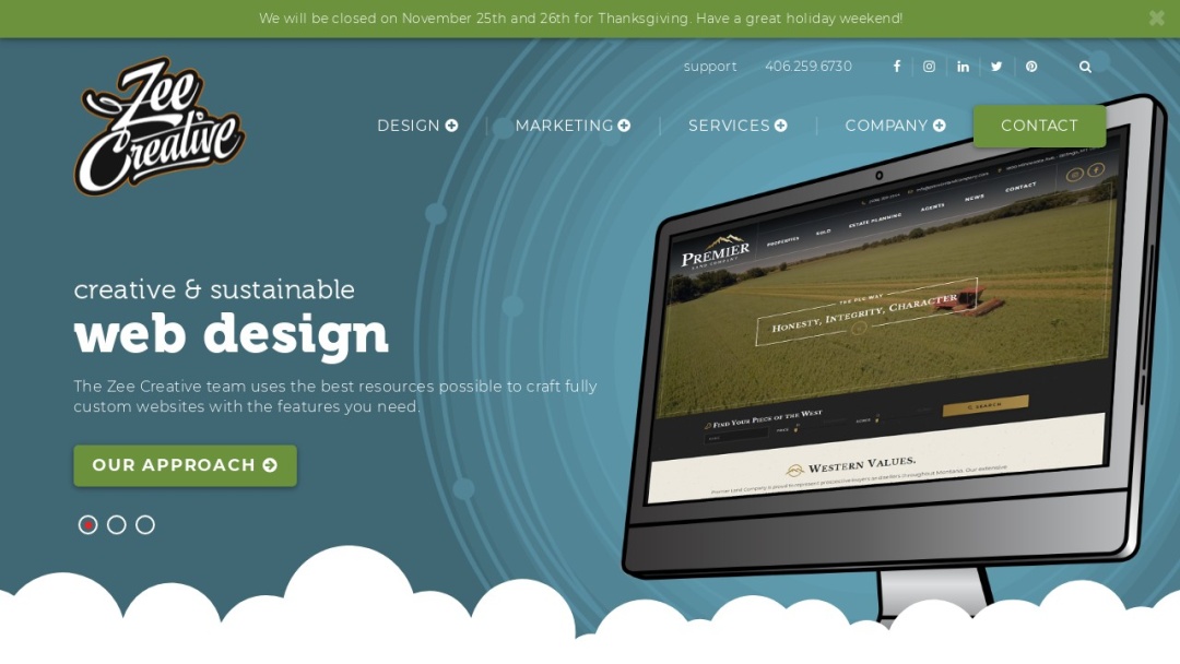 Screenshot of Zee Creative's Website