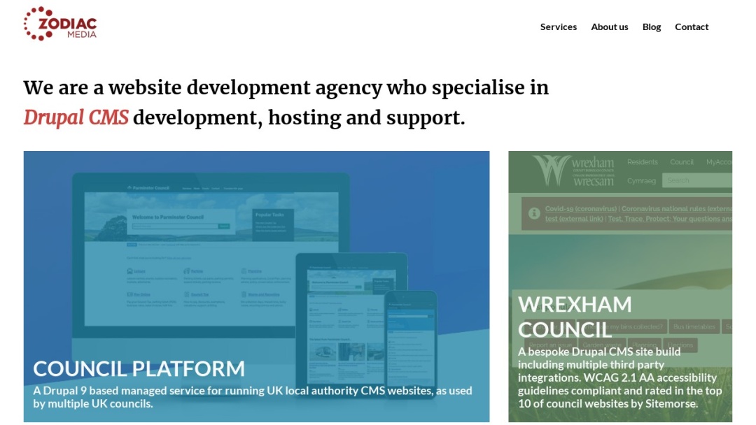 Screenshot of Zodiac Media's Website