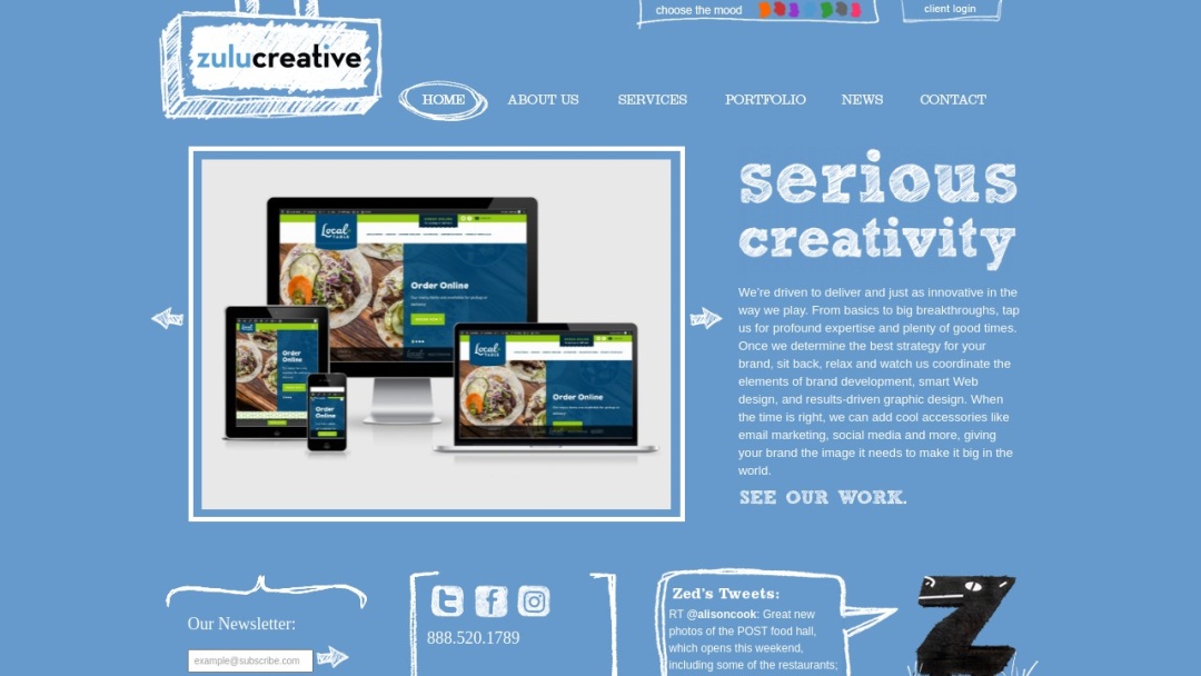 Screenshot of Zulu Creative's Website