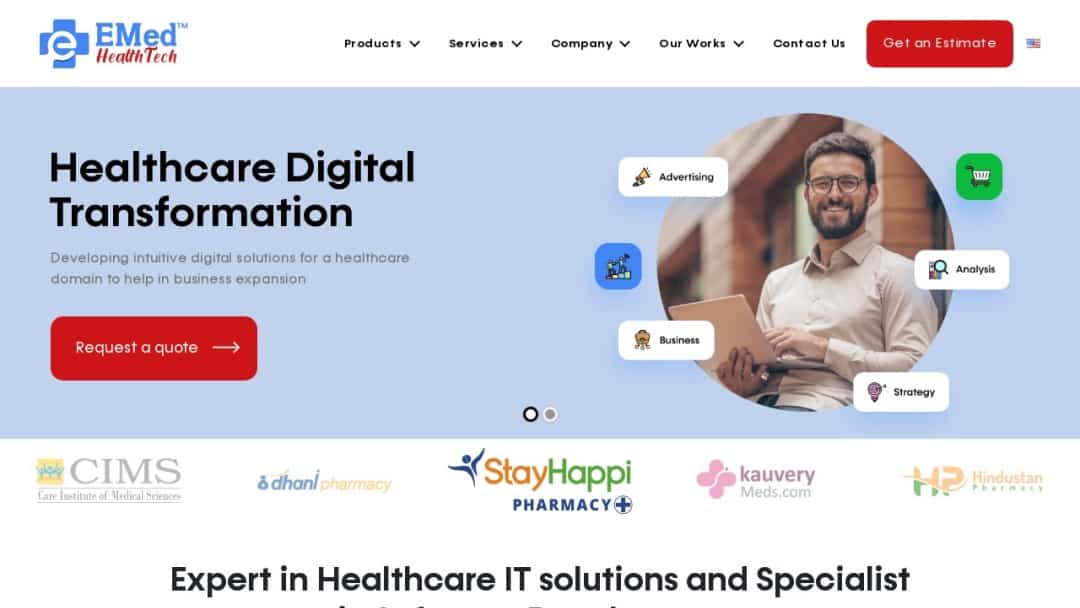 Screenshot of EMed HealthTech Pvt Ltd's Website