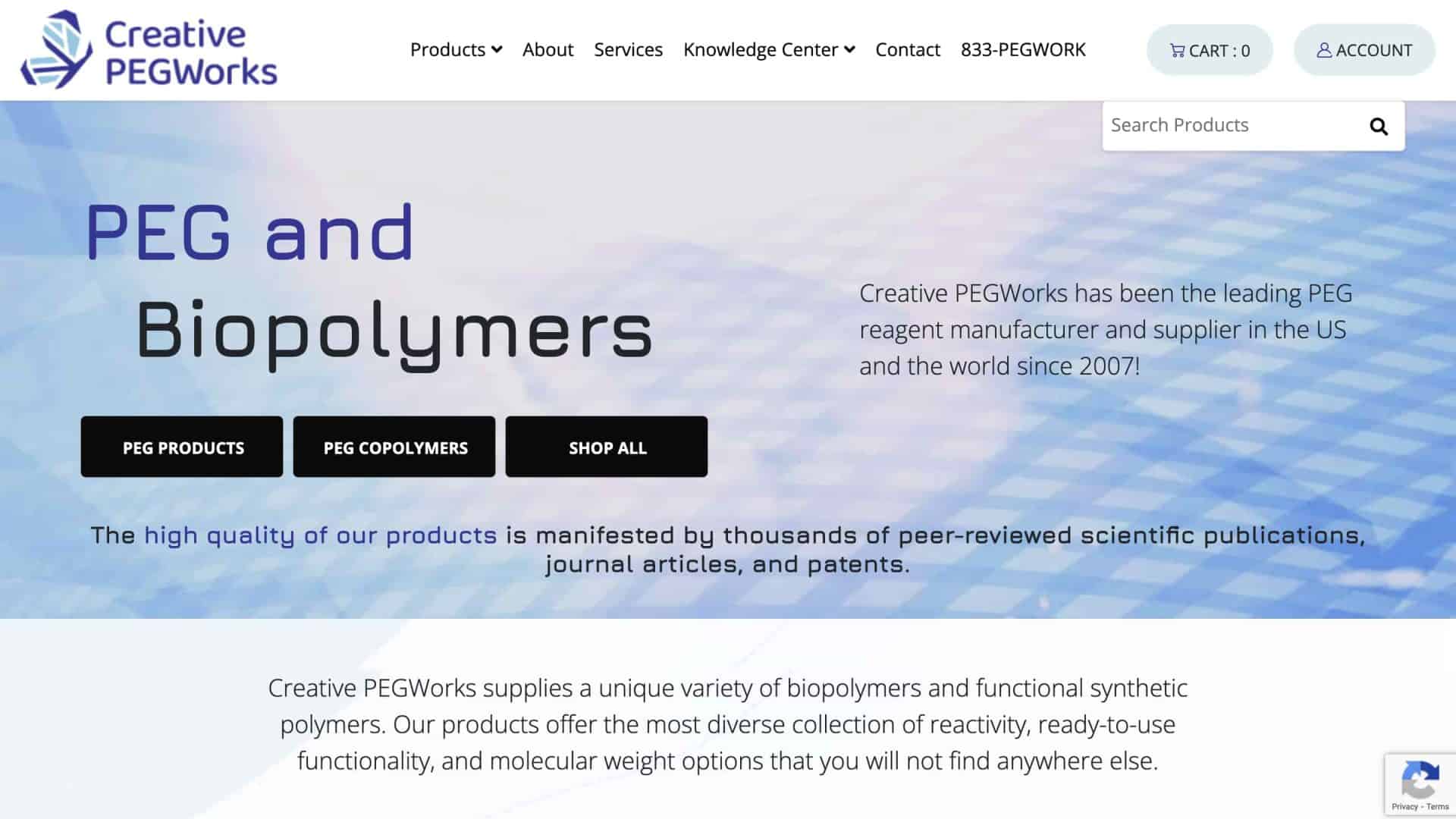 Home page screenshot of Creative PEGWorks e-commerce website by TheeDigital