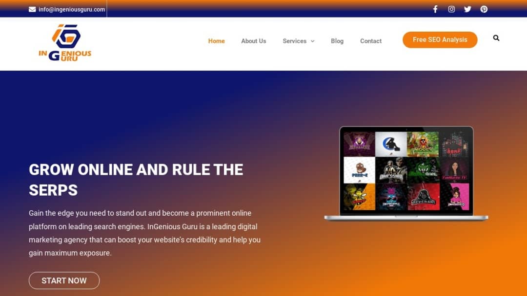 Screenshot of InGenious Guru's Website