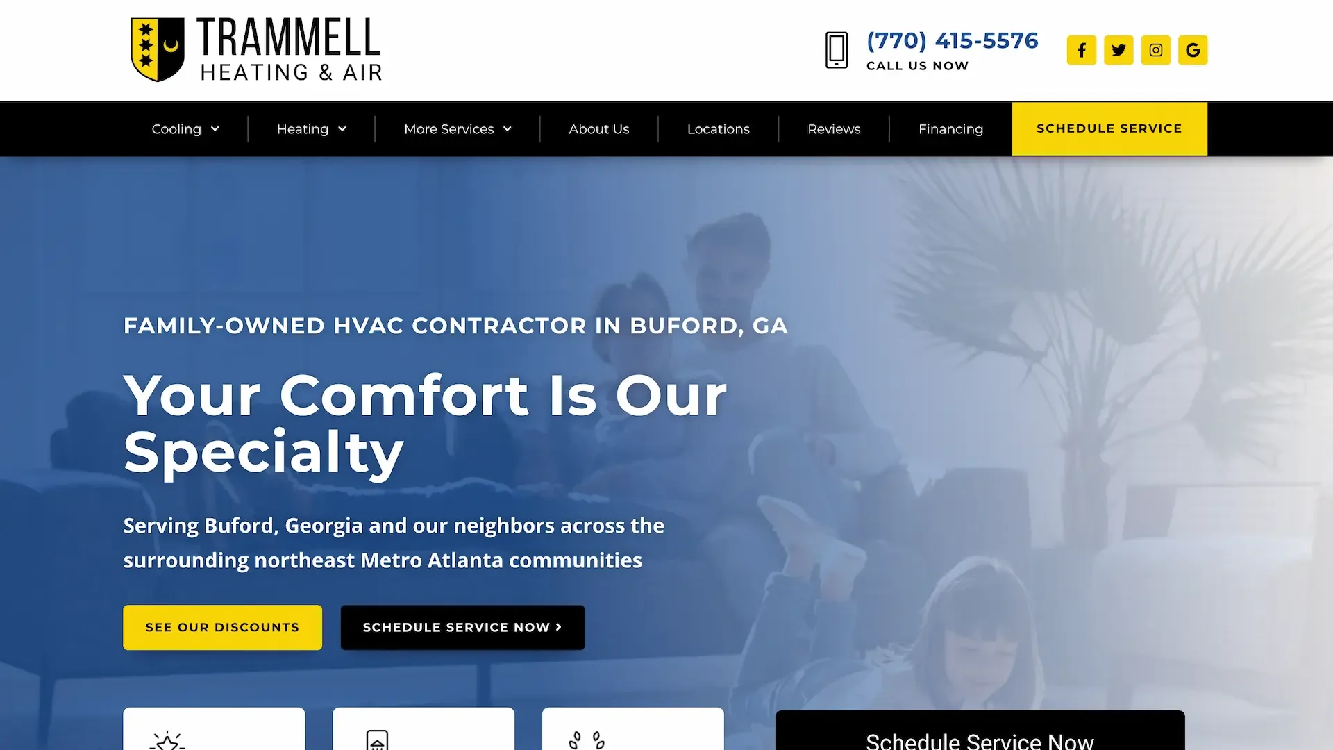 Trammell Heating and Air website design award.