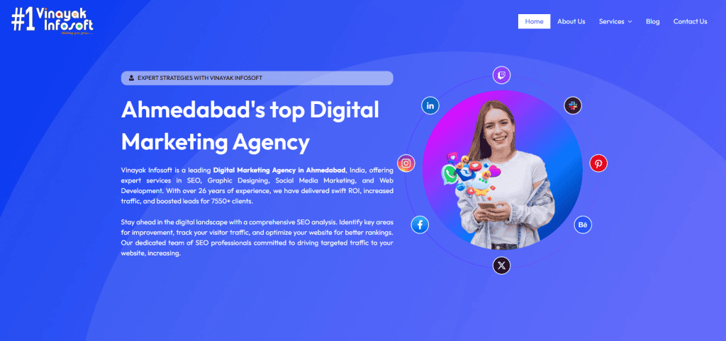 Screenshot of Vinayak Infosoft's Website
