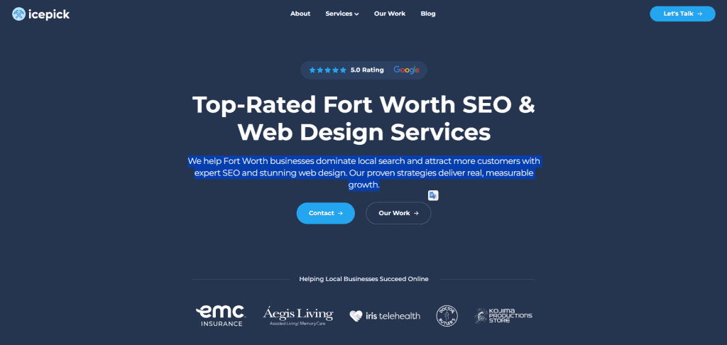 Screenshot of Icepick Web Design & SEO's Website