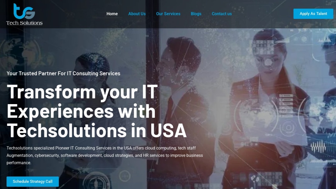 Screenshot of Tech Solutions's Website