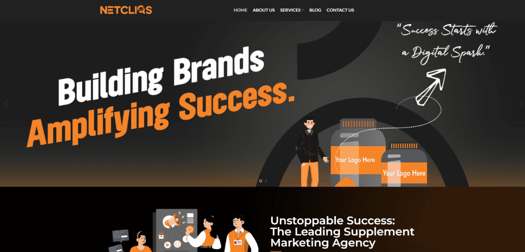 Screenshot of NetCliqs Inc - Digital Marketing Agency For Supplement Branding's Website