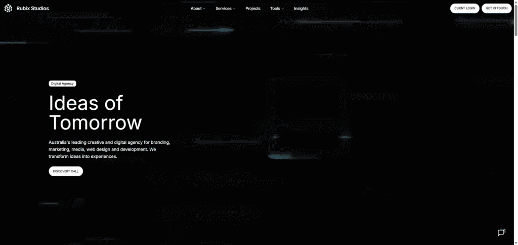 Screenshot of Rubix Studios's Website
