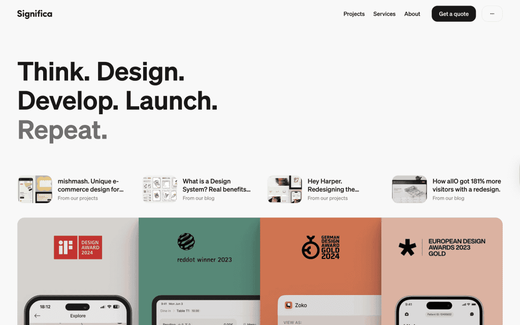 Screenshot of Significa's Website