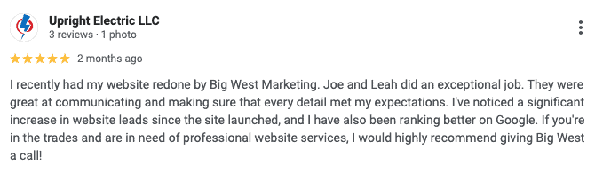 Screenshot of Big West Marketing's Website